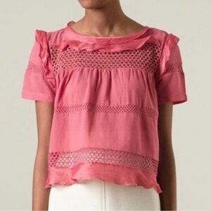 Isabel Marant Etoile Pink Cole Crochet Detail Top